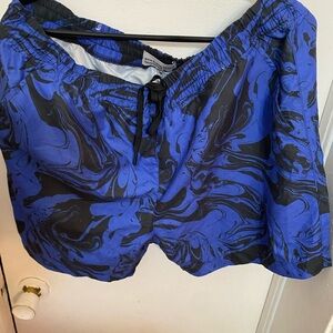 Blue and Black Marble Swim Shorts